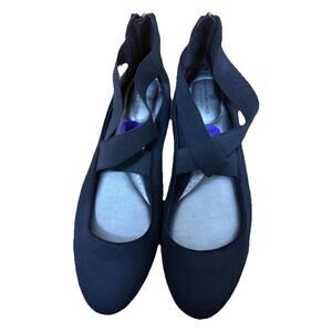 BANDOLINO B-Flexible Women’s Black Criss Cross Ballerina Flat Shoes Size 8.5